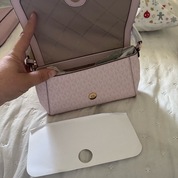 Michael Kors Blush Logo-Print Flap Crossbody with Gold Hardware - Picture 3 of 3